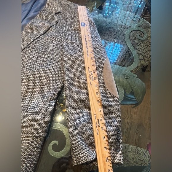 Vintage Tweed Sport Coat Blazer with Elbow Pads Brown Tan Men’s 46R Back Detail - Picture 13 of 14